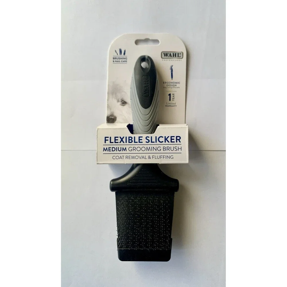 NEW Wahl Flexible Double-Sided Slicker Medium Grooming Brush Dogs 858478 NWT